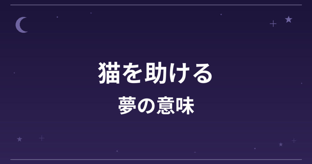 【夢占い】猫を助ける夢の意味は？吉と対人運・恋愛運への影響を解説