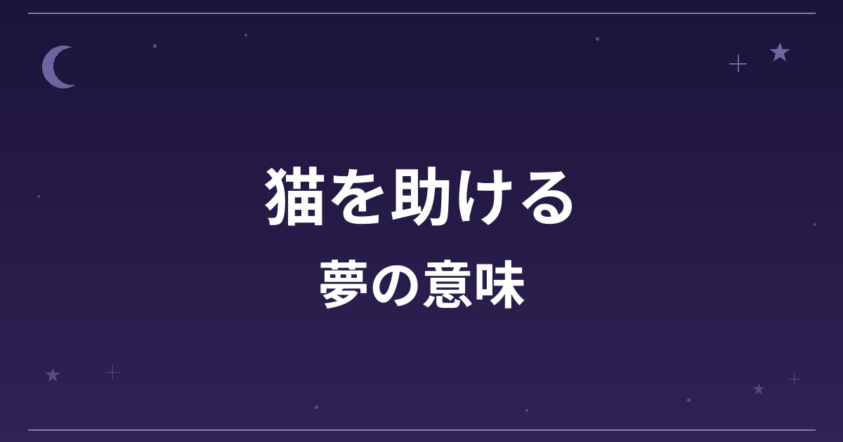 【夢占い】猫を助ける夢の意味は？吉と対人運・恋愛運への影響を解説
